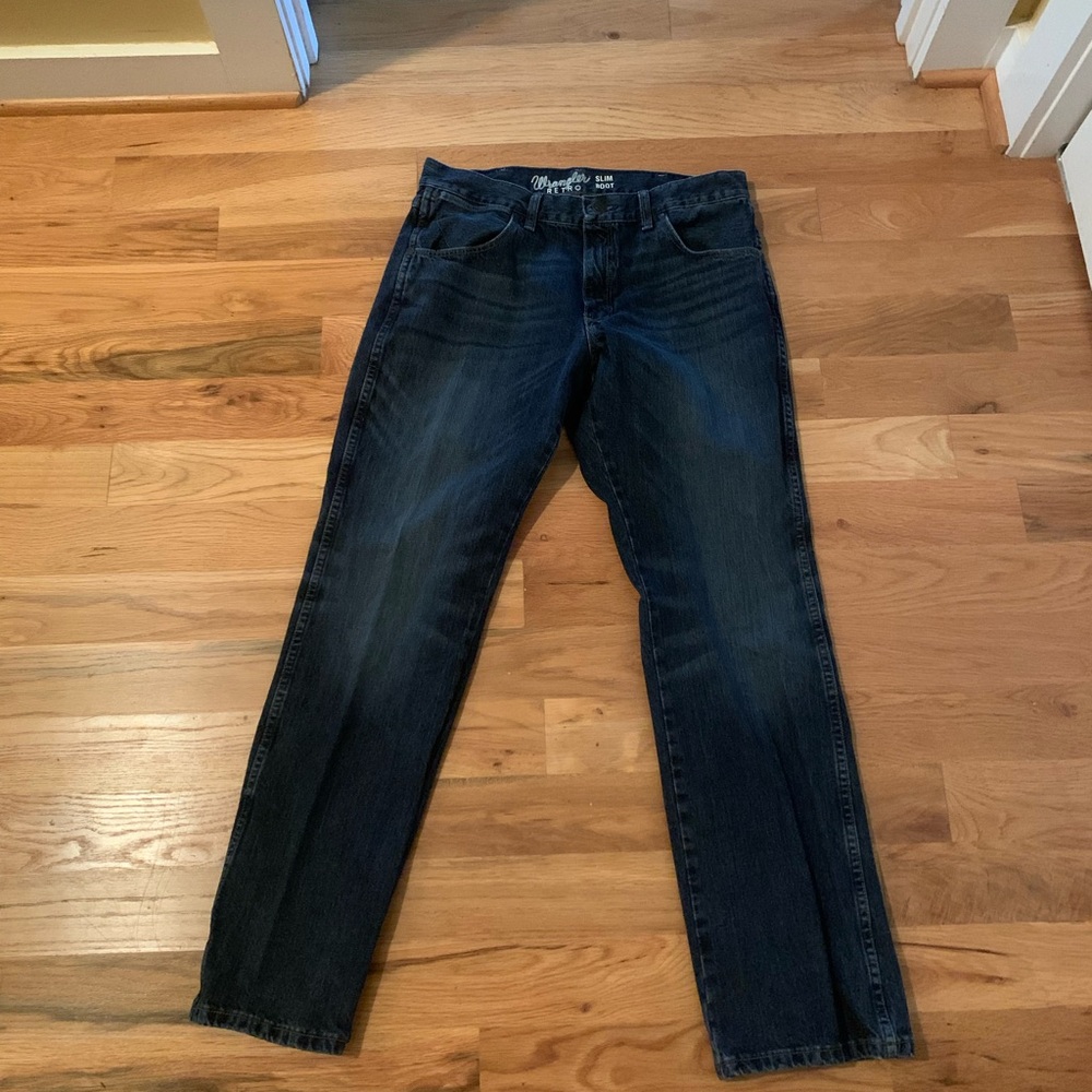 Wrangler Men's Dark Blue Straight Jeans